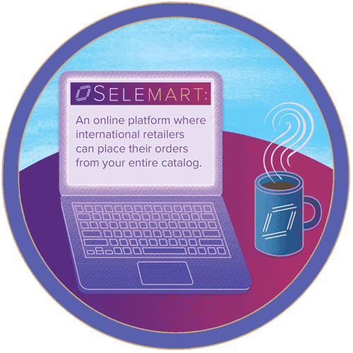 Original Selemart laptop and coffee illustration